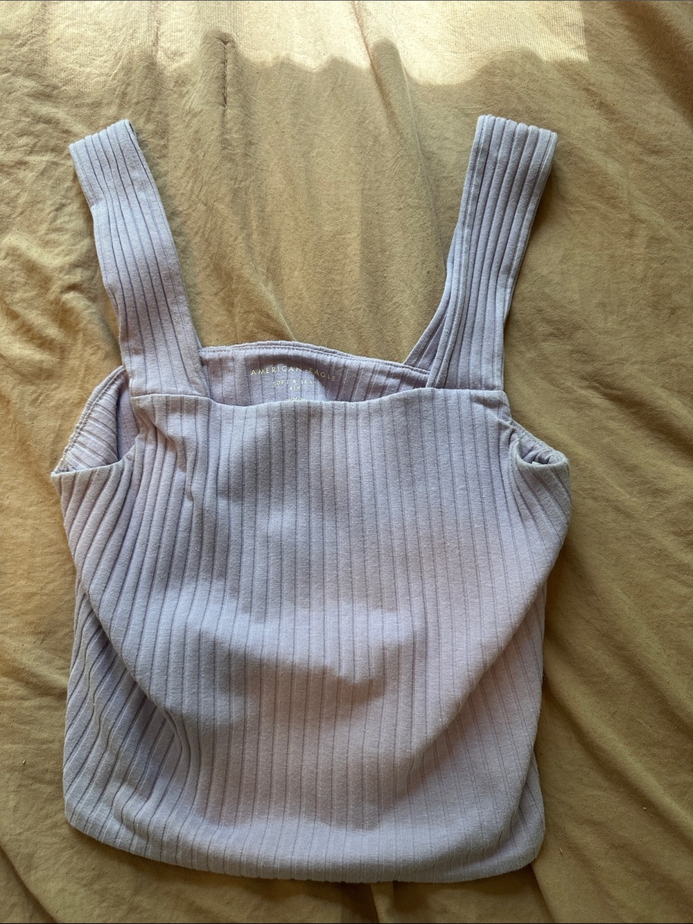 American Eagle Outfitters Ribbed Square Tank in Light Lavender
